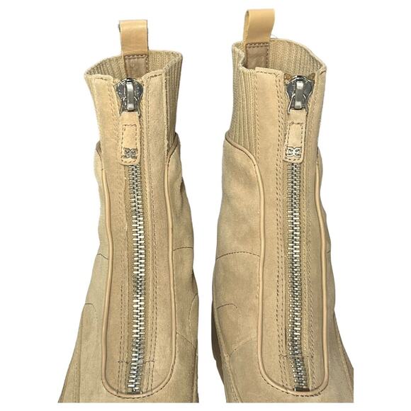 Sam Edelman Boots Womens 8 Leone Leather Chunky Mid Calf Combat Shoes Tan - Picture 4 of 16